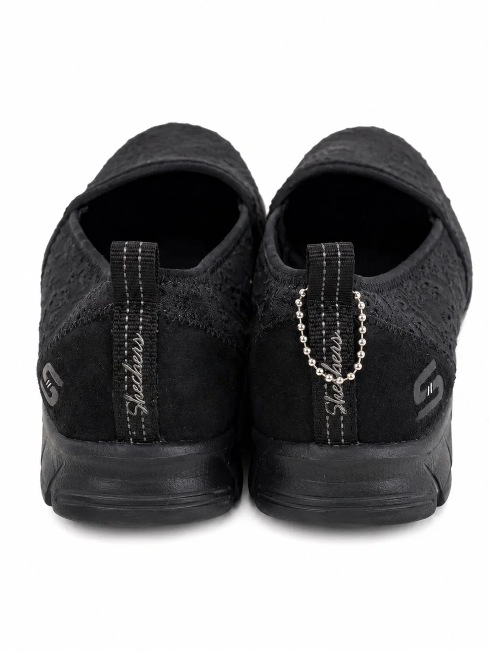 Skechers Lace Loafers 6.5M Black Memory Foam Slip On Shoes NWOT